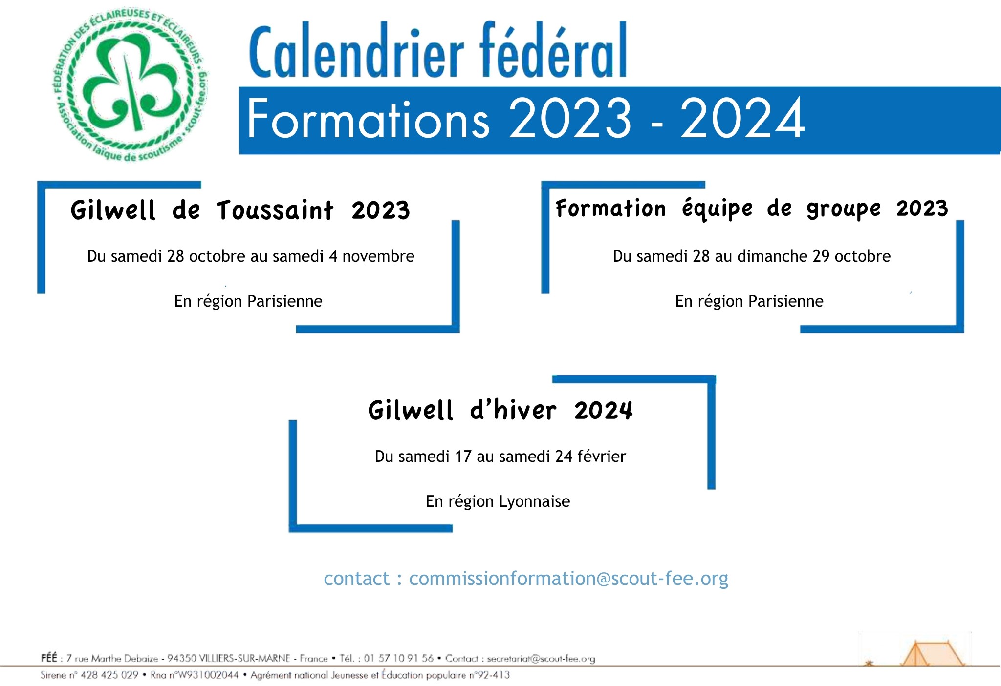 You are currently viewing Calendrier des formations fédérales 2023-2024
